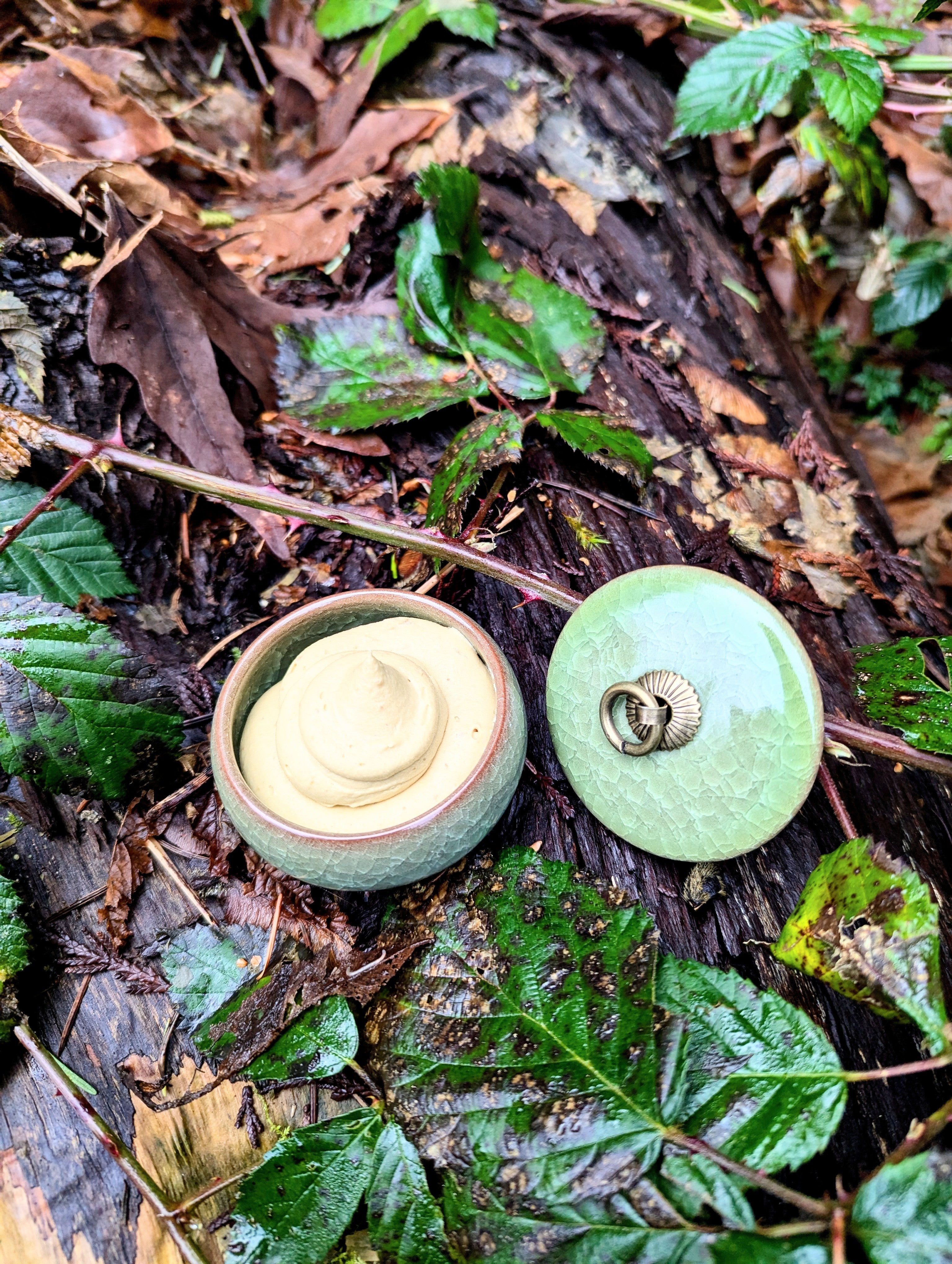 Whipped Tallow and Frankincense balm in pottery Jar